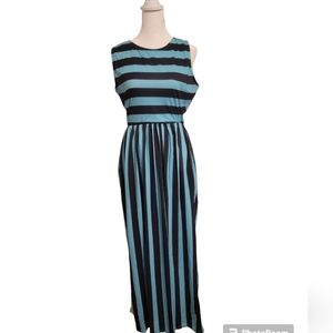 Fashion&Best womens size medium aqua and black striped dress